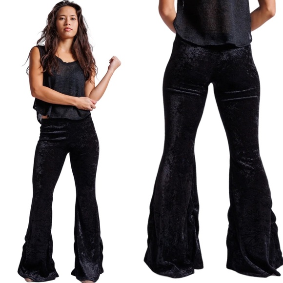 Kucoon Designs Black Velvet Flair Pants - Picture 4 of 15